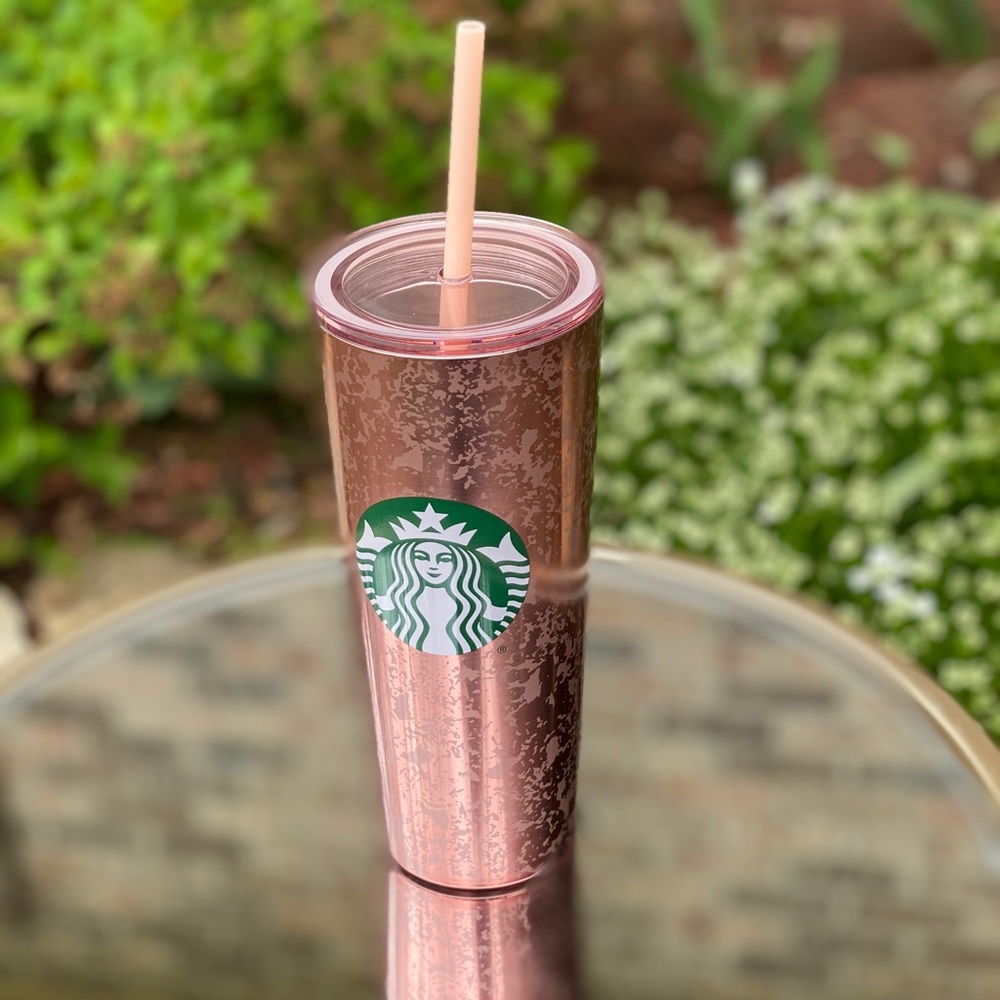 NWT Starbucks Stainless Rose Gold Splatter Tumbler - Picture 2 of 4